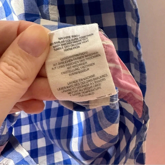 Mini Boden Boys Blue Check Plaid Button Up Size 3-4 Years - Picture 6 of 7